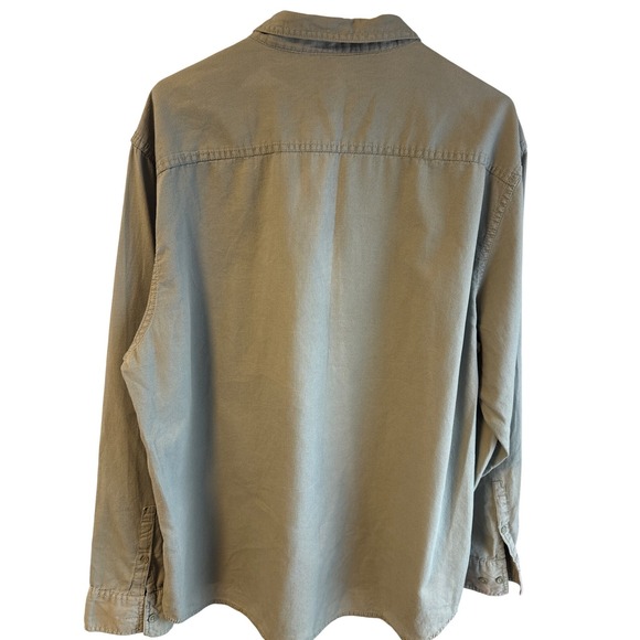 Calvin Klein Mens XXL Olive Green Waffle Weave Military Epaulette Button Down - Picture 2 of 7